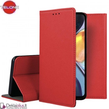 Telone atverčiamas dėklas - raudonas (telefonams Motorola Moto G22/E32/E32S)